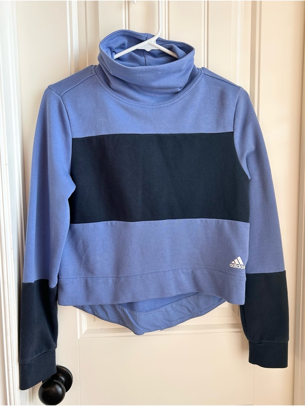 adidas Women's Lavender and Black Colorblock Funnel Neck Pullover
